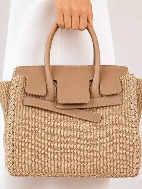 Velantra (NWT) Sofia Woven Tote (Straw Tote): Boatkin Portofino Bag, Caramel